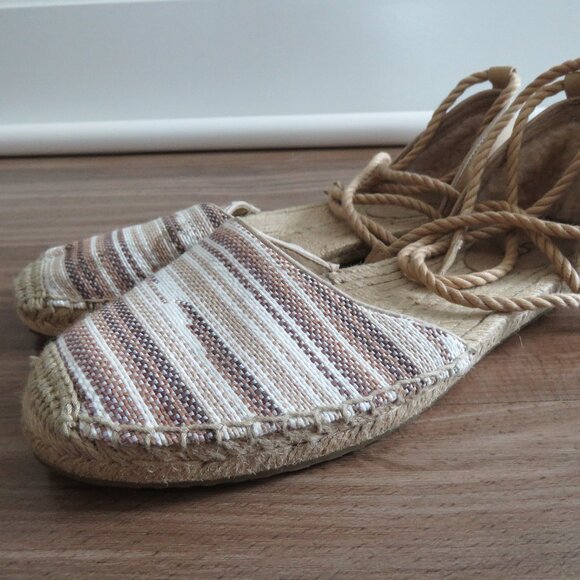 UGG Libbi Serape Leather Woven Espadrilles Flat Shoes in Beige Cream - Size US 8 - Picture 6 of 15